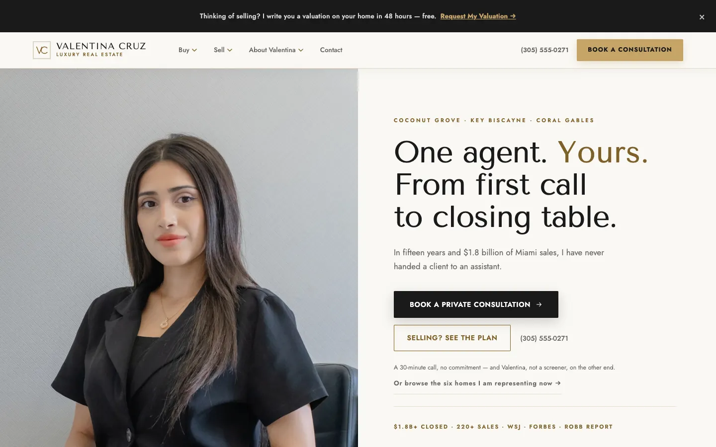 Valentina Cruz Luxury Real Estate website